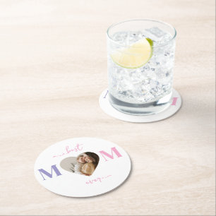 Best Mum Ever Paper Coasters – Custom Heart Photo