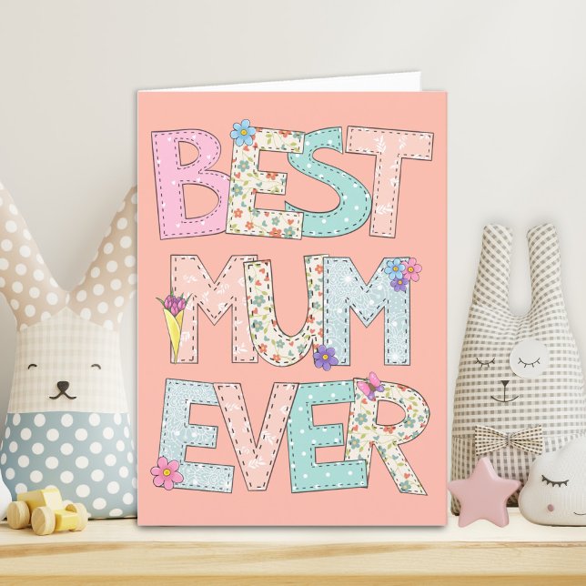 Best Mum Ever Peach Mothers Day Holiday Card (Creator Uploaded)