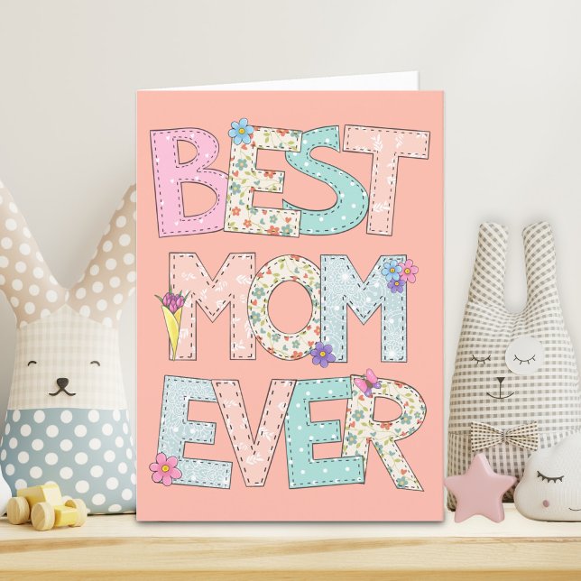 Best Mum Ever Peach Mothers Day Holiday Card (Creator Uploaded)