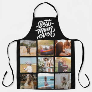 Best Mum Ever Personalised 12 Photo Collage Black Apron