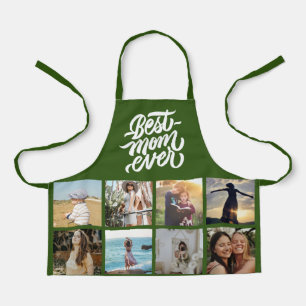 Best Mum Ever Personalised 12 Photo Collage Green Apron