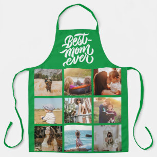 Best Mum Ever Personalised 12 Photo Collage Green Apron
