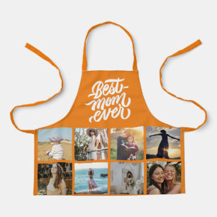 Best Mum Ever Personalised 12 Photo Collage Orange Apron