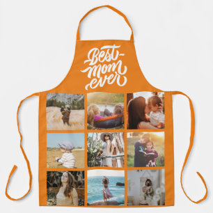 Best Mum Ever Personalised 12 Photo Collage Orange Apron