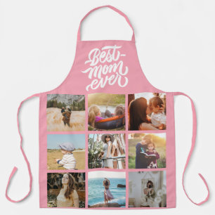 Best Mum Ever Personalised 12 Photo Collage Pink Apron