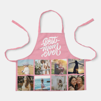 Best Mum Ever Personalised 12 Photo Collage Pink Apron