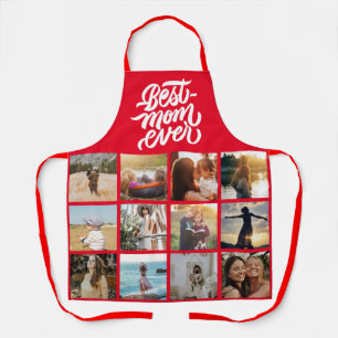 Best Mum Ever Personalised 12 Photo Collage Red Apron