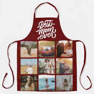 Best Mum Ever Personalised 12 Photo Collage Red Apron