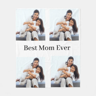 Best Mum Ever Personalised 4 collage Photos Fleece Blanket