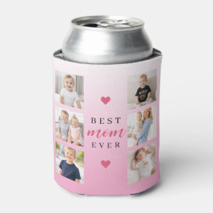 Best Mum Ever Personalised 7-Photo Collage Pink Can Cooler
