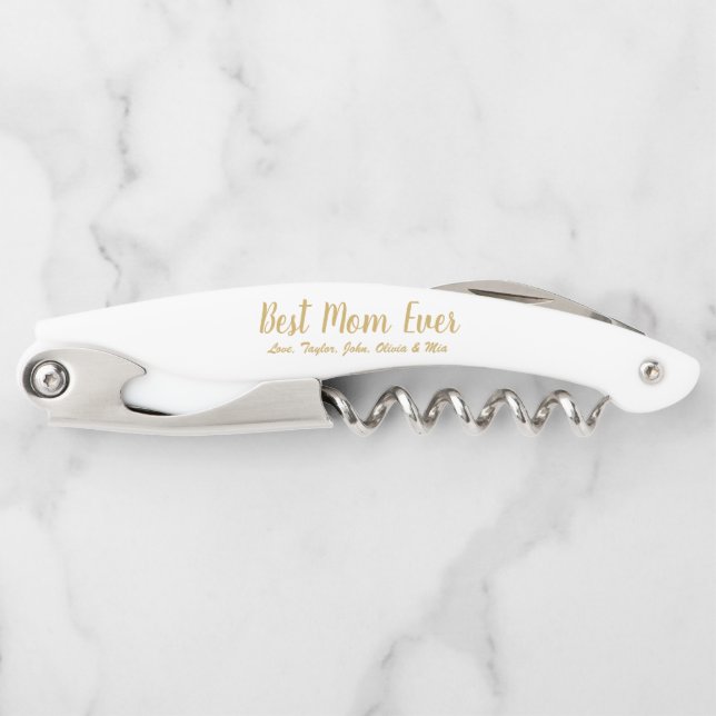 Best Mum Ever personalised custom script text Corkscrew (Front)