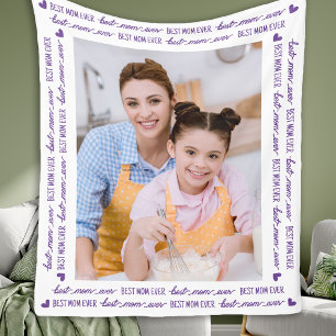 Best Mum Ever Personalised Elegant Modern Photo Fleece Blanket