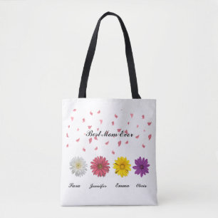 Best Mum Ever Personalised Floral Birth Gift Tote Bag