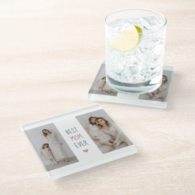 Best Mum Ever' Personalised Glass Coaster (Angled)