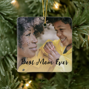 Best Mum Ever Personalised Kids Names Two Photos Ceramic Ornament