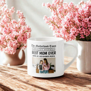 Best Mum Ever Personalised Newspaper   Espresso Cup