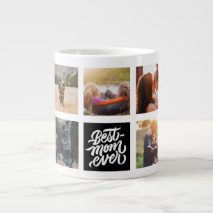Best Mum Ever Personalised Photo Collage Black Large Coffee Mug