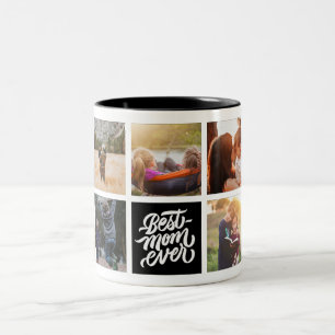 Best Mum Ever Personalised Photo Collage Black Two-Tone Coffee Mug