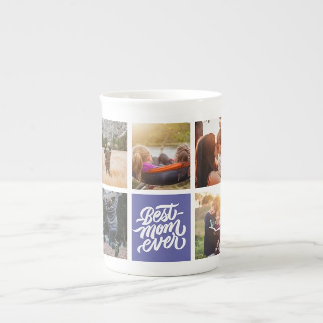 Best Mum Ever Personalised Photo Collage Bone China Mug (Front)