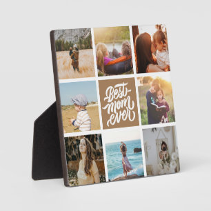 Best Mum Ever Personalised Photo Collage Brown Plaque