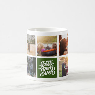 Best Mum Ever Personalised Photo Collage Green Coffee Mug