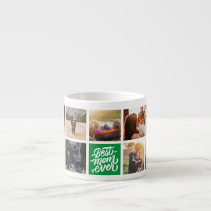 Best Mum Ever Personalised Photo Collage Green Espresso Cup