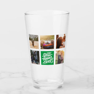 Best Mum Ever Personalised Photo Collage Green Glass