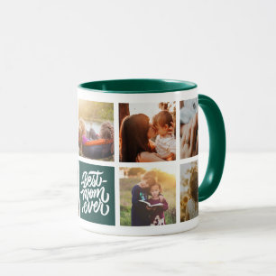 Best Mum Ever Personalised Photo Collage Green Mug