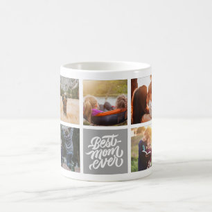 Best Mum Ever Personalised Photo Collage Grey Coffee Mug