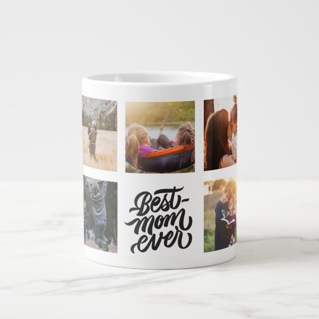 Best Mum Ever Personalised Photo Collage Large Coffee Mug (Front)