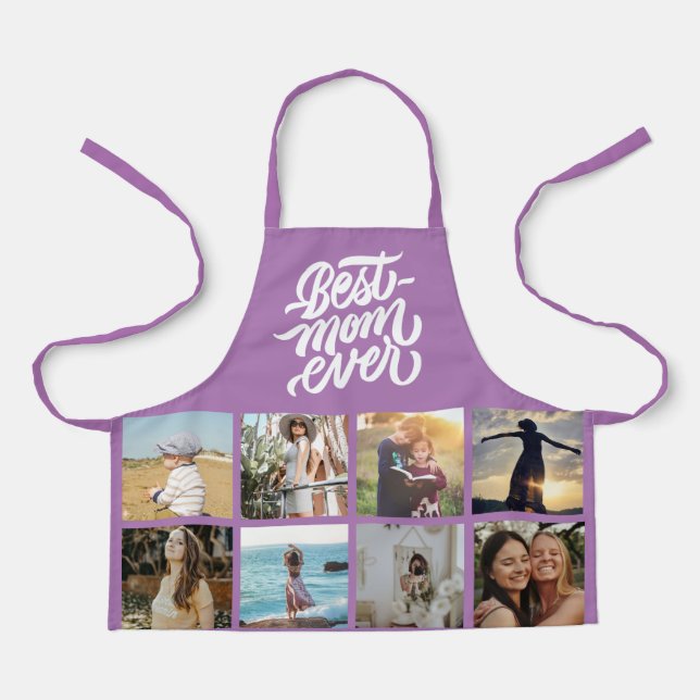 Best Mum Ever Personalised Photo Collage Lavender Apron (Front)