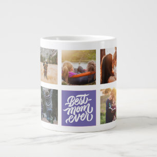 Best Mum Ever Personalised Photo Collage Lavender Large Coffee Mug