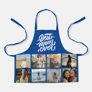 Best Mum Ever Personalised Photo Collage Navy Blue Apron