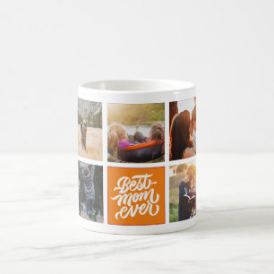 Best Mum Ever Personalised Photo Collage Orange Coffee Mug
