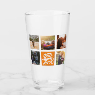 Best Mum Ever Personalised Photo Collage Orange Glass