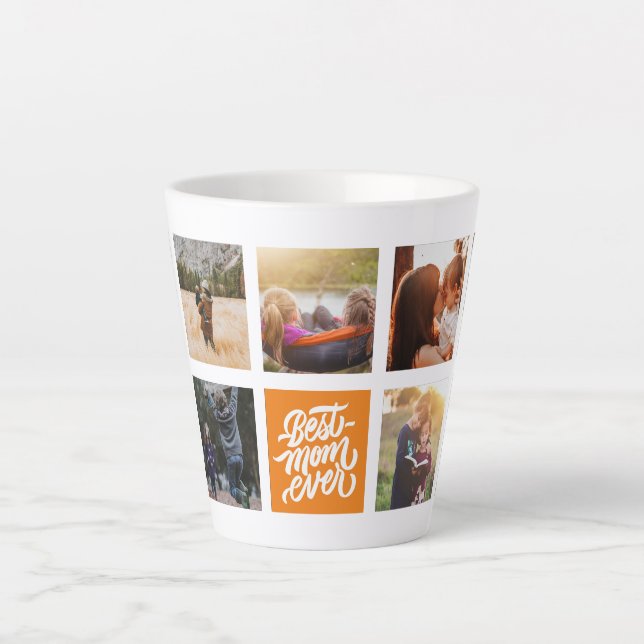 Best Mum Ever Personalised Photo Collage Orange Latte Mug (Front)