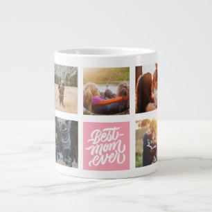 Best Mum Ever Personalised Photo Collage Pink Large Coffee Mug