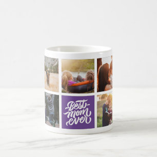 Best Mum Ever Personalised Photo Collage Purple Coffee Mug
