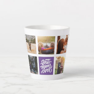 Best Mum Ever Personalised Photo Collage Purple Latte Mug