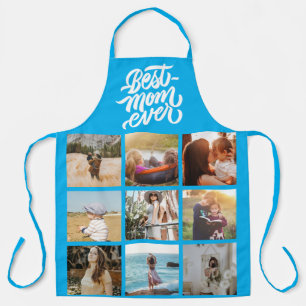 Best Mum Ever Personalised Photo Collage Sky Blue Apron