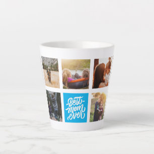 Best Mum Ever Personalised Photo Collage Sky Blue Latte Mug