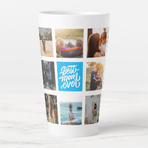 Best Mum Ever Personalised Photo Collage Sky Blue Latte Mug