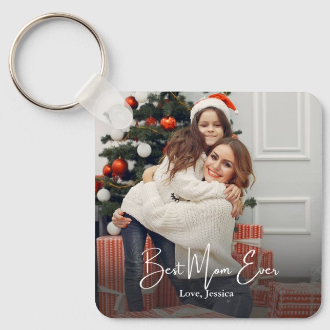 Best Mum Ever Personalised Photo Key Ring (Front)