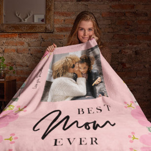 Best mum ever personalised photo Mothers Day Fleece Blanket