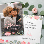 Best mum ever personalised photo Mothers Day Holiday Card<br><div class="desc">Modern floral custom photo,  text,  and signature personalised Mother's Day greeting card with pastel colourful botanical borders and a trendy "best mum ever" typography script overlay.          Perfect gift for mum or grandma.</div>