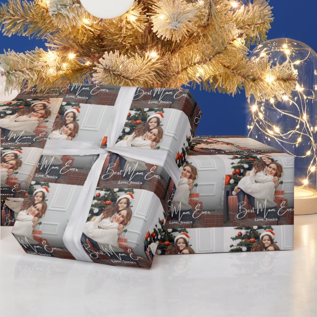 Best Mum Ever Personalised Photo Wrapping Paper (Holidays)