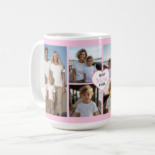 Best Mum ever personalised pink 6 photo template Coffee Mug