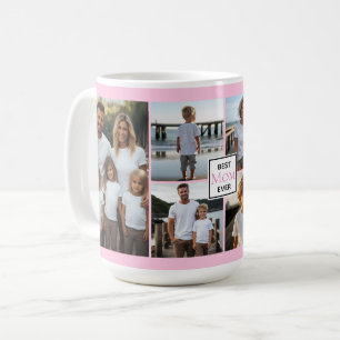 Best Mum ever personalised pink 6 photo template Coffee Mug