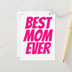 Best mum ever personalised text hot pink postcard
