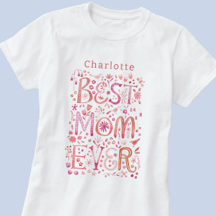 Best Mum Ever Personalised Watercolor T-Shirt